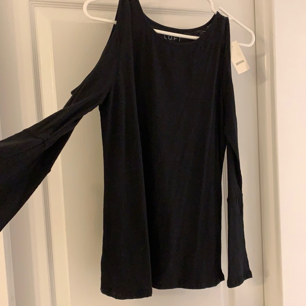 Loft black cold shoulder tunic top new with tags